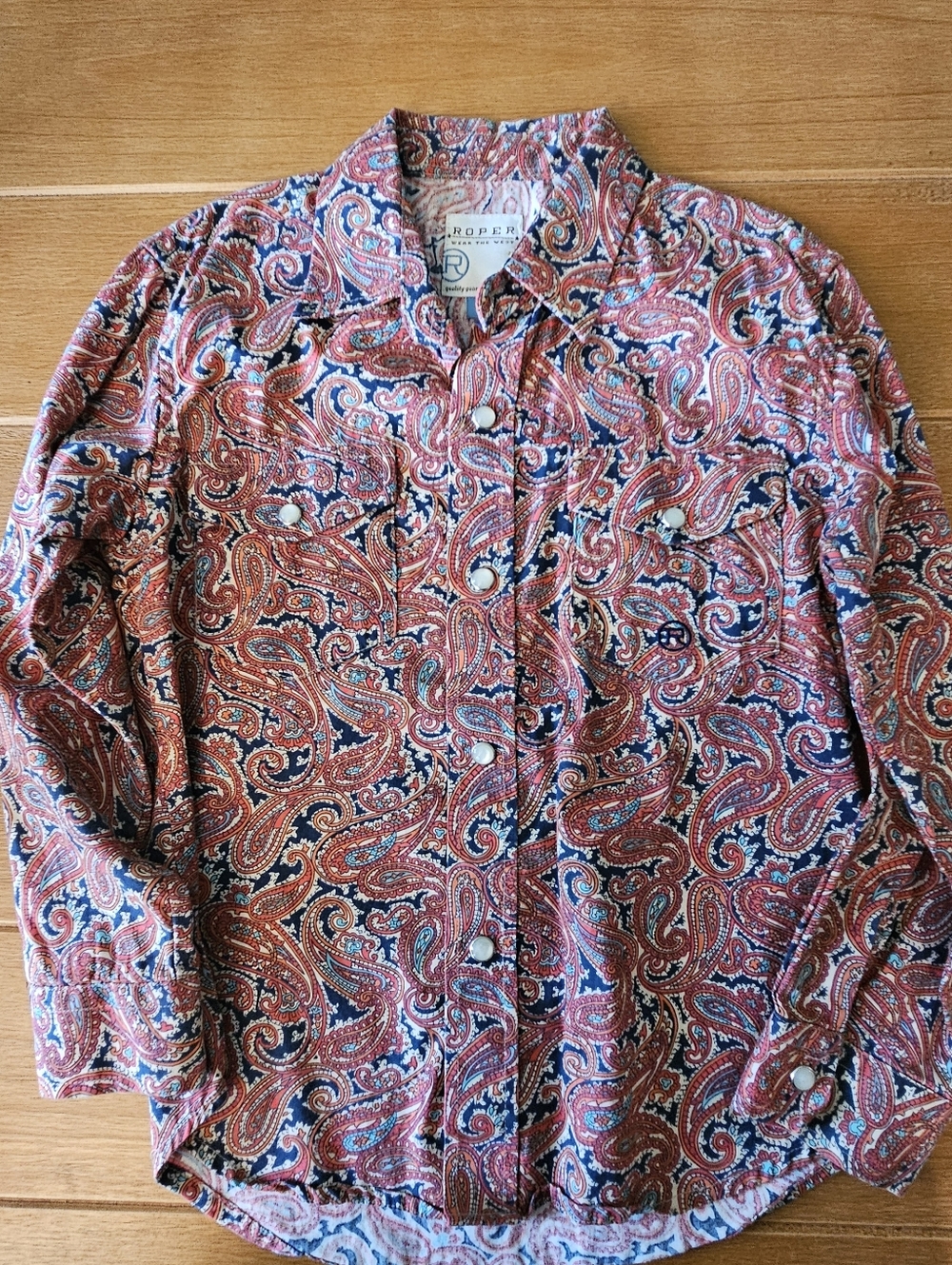 Unisex Kids Roper Western Paisley Shirt w Pearl Snaps Size Small 6/7